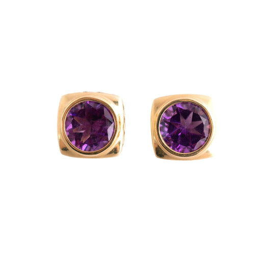 Amethyst Bezel Set Earrings