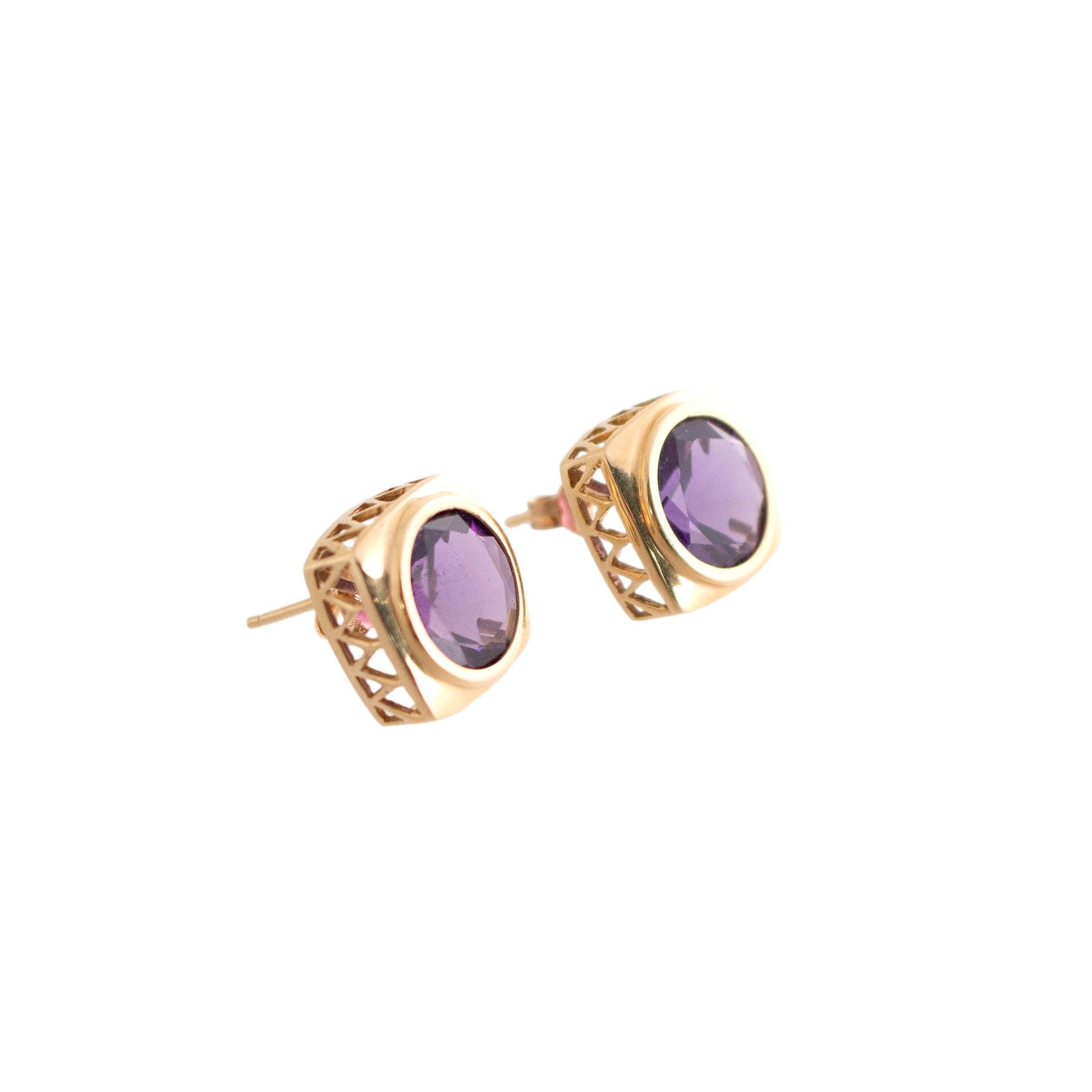 Amethyst Bezel Set Earrings
