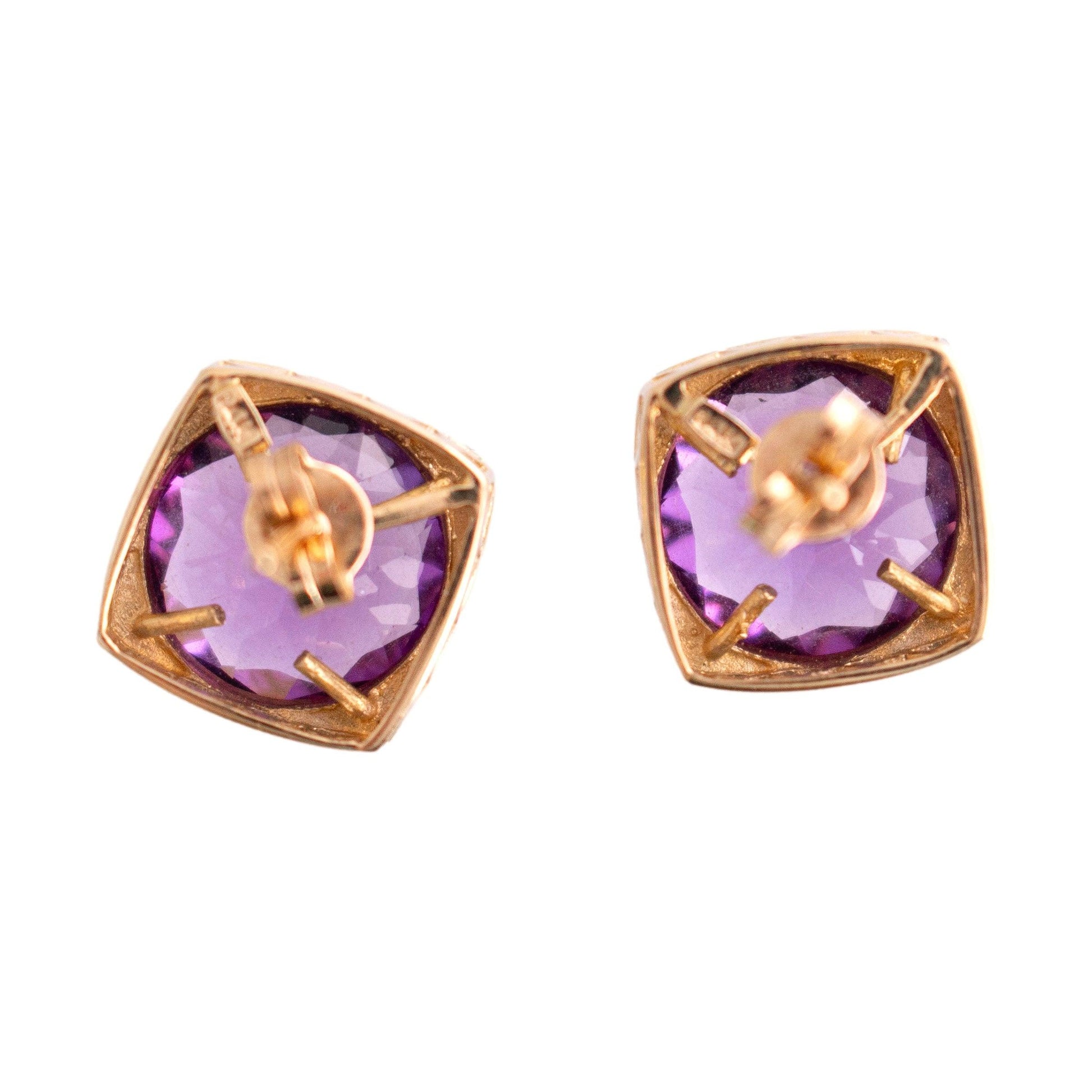 Amethyst Bezel Set Earrings