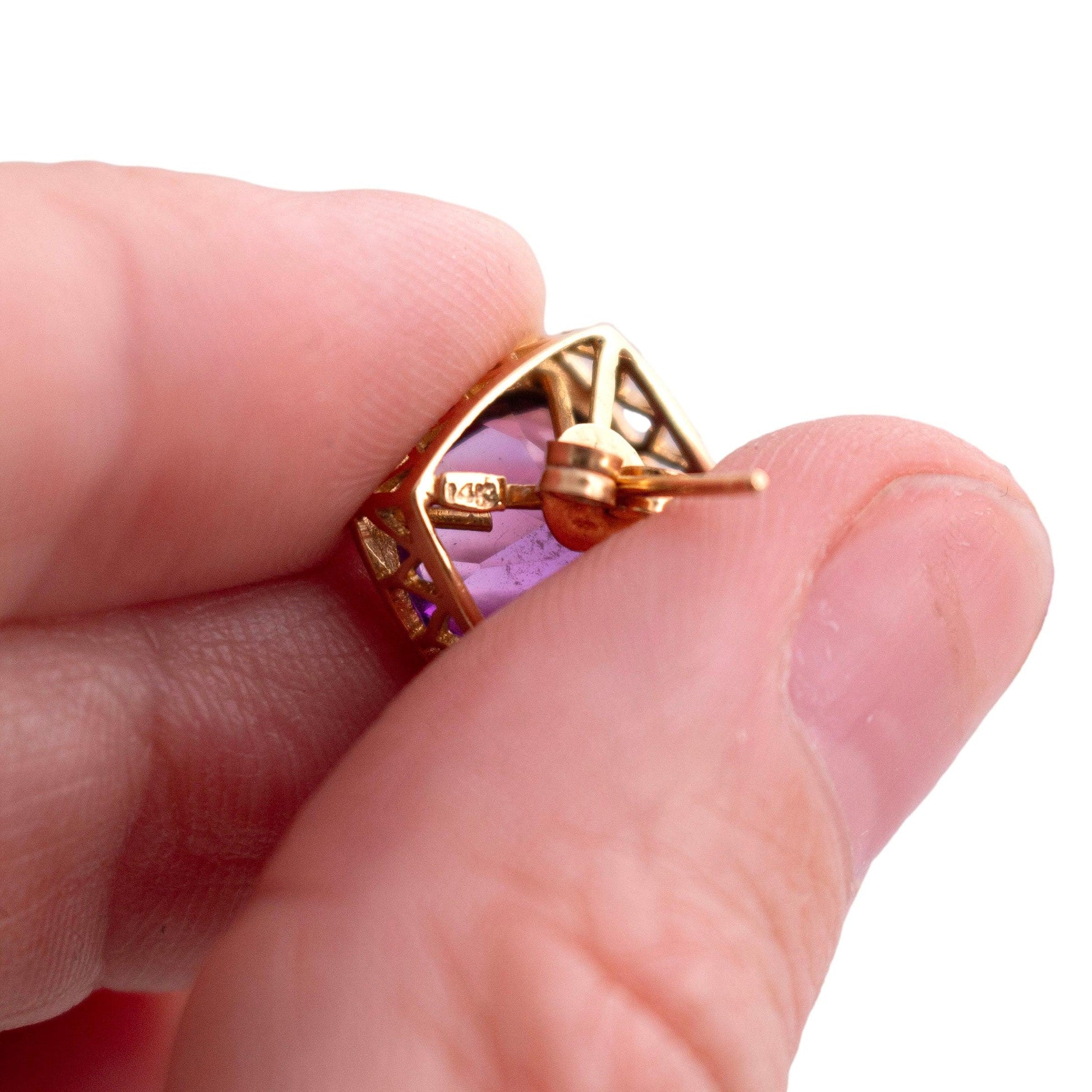 Amethyst Bezel Set Earrings