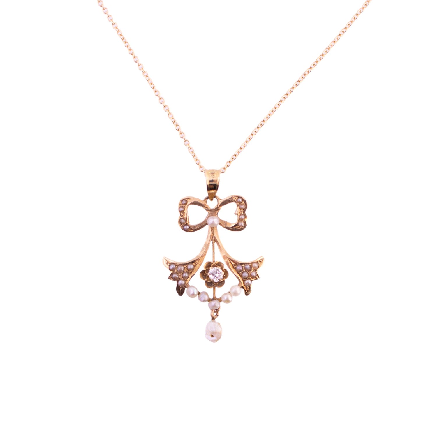Antique Lavalier Bow Necklace
