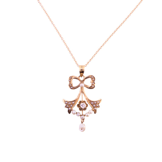 Antique Lavalier Bow Necklace