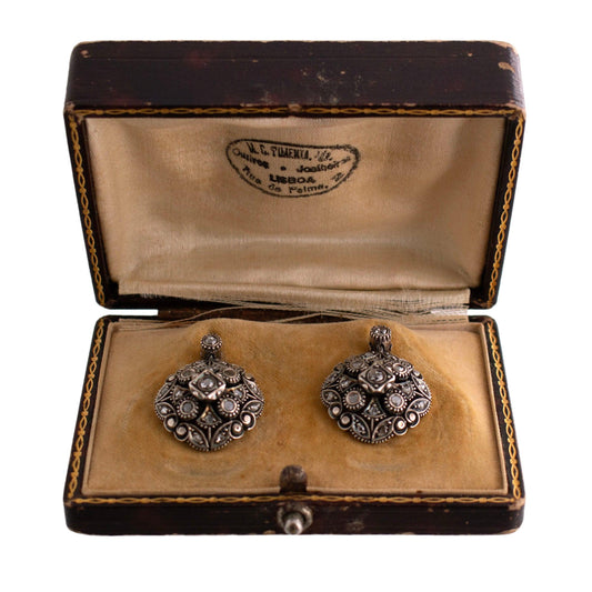 Antique Rose Cut Diamond Drop Earrings