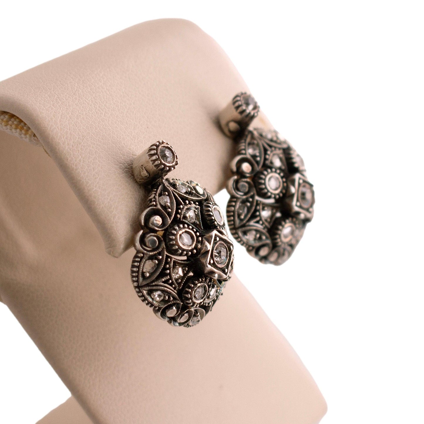 Antique Rose Cut Diamond Drop Earrings