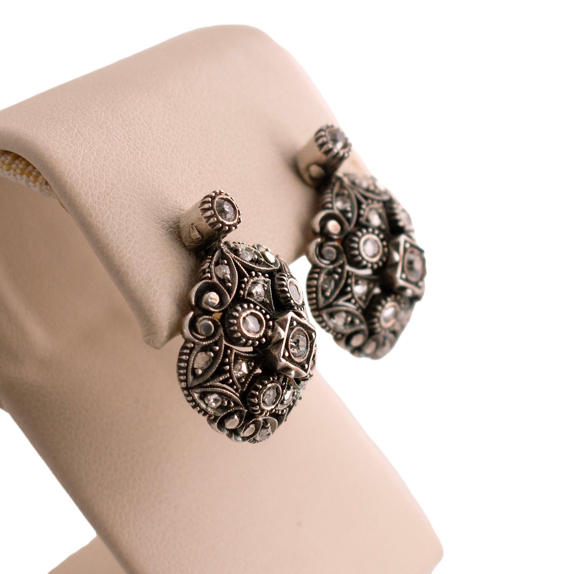Antique Rose Cut Diamond Drop Earrings