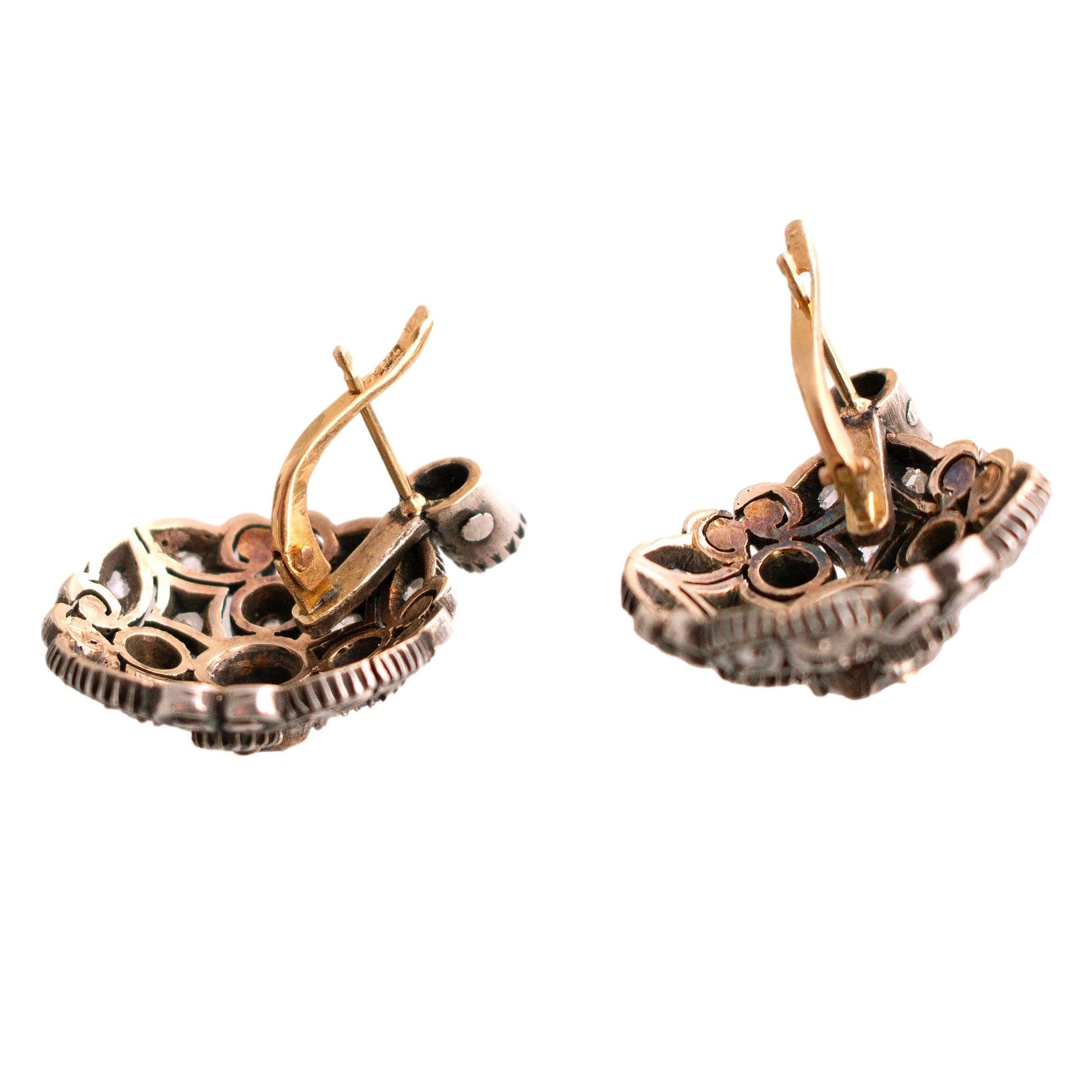 Antique Rose Cut Diamond Drop Earrings