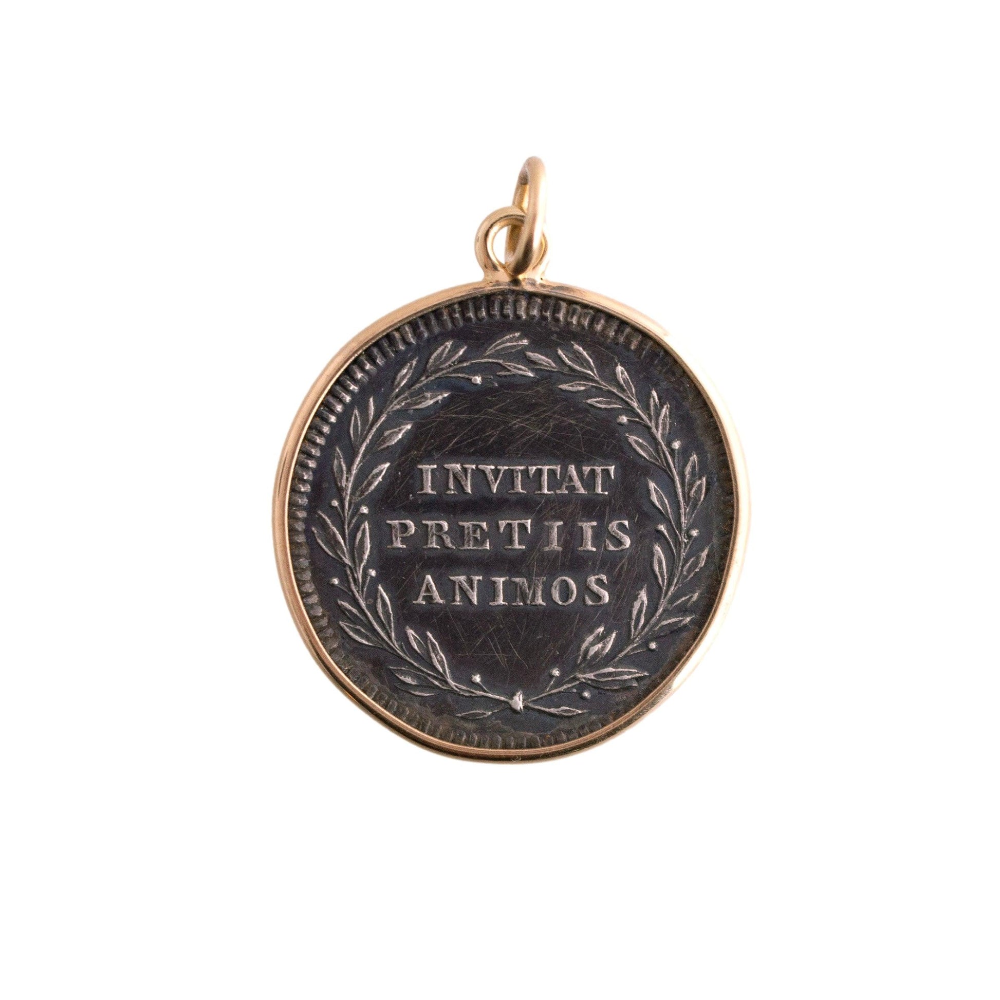 Silver and 14k yellow gold Vintage Basel School Award Coin Pendant