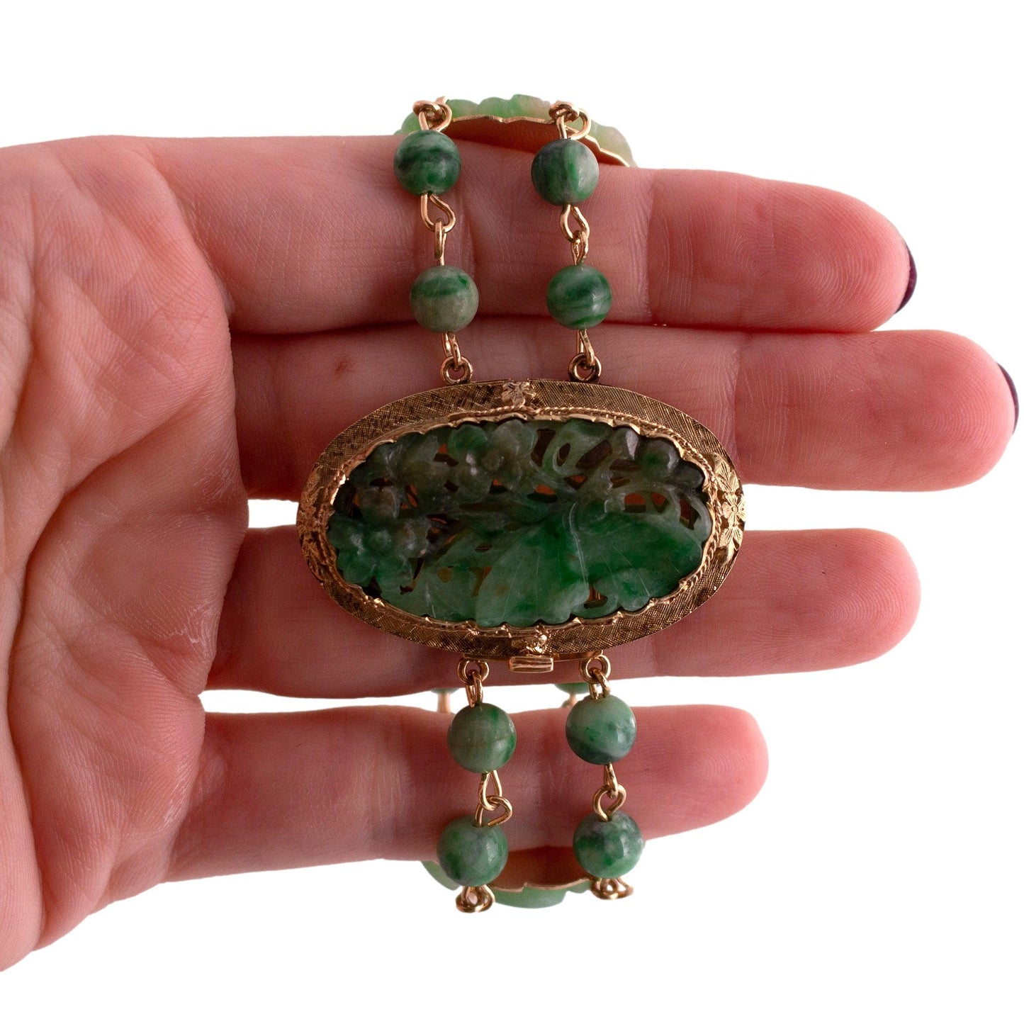 Carved Jade Link Bracelet