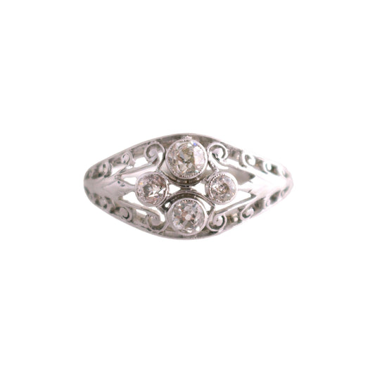Edwardian Diamond Filigree Ring