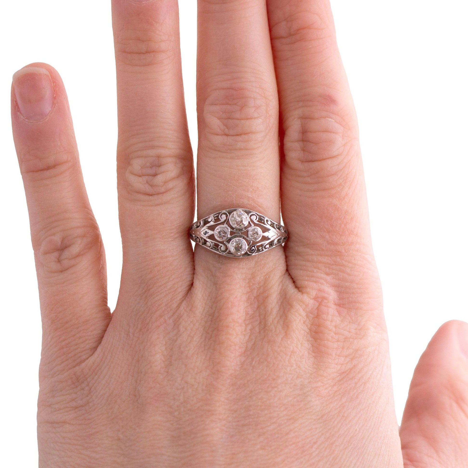 Edwardian Diamond Filigree Ring
