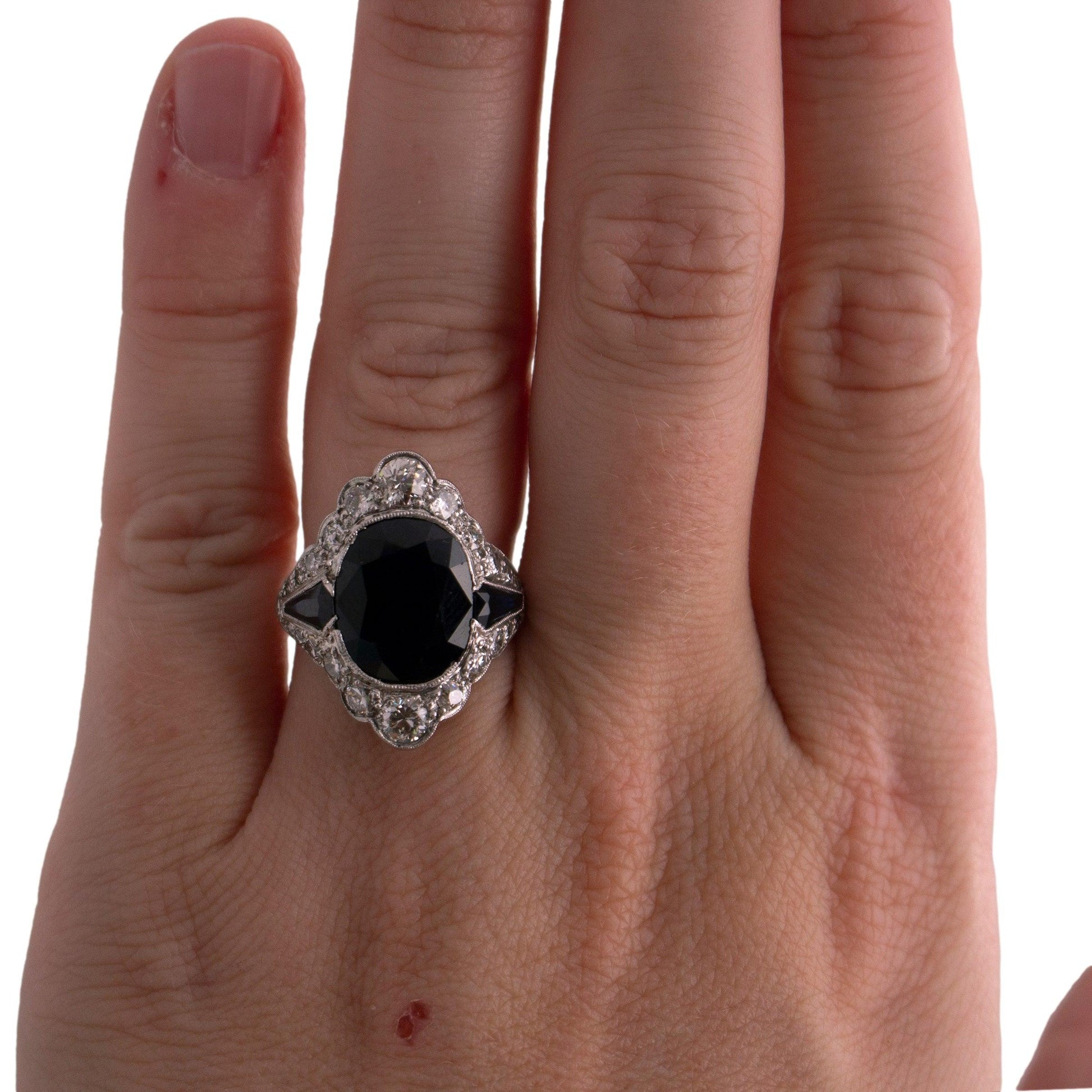 Edwardian Platinum Sapphire and Diamond Ring