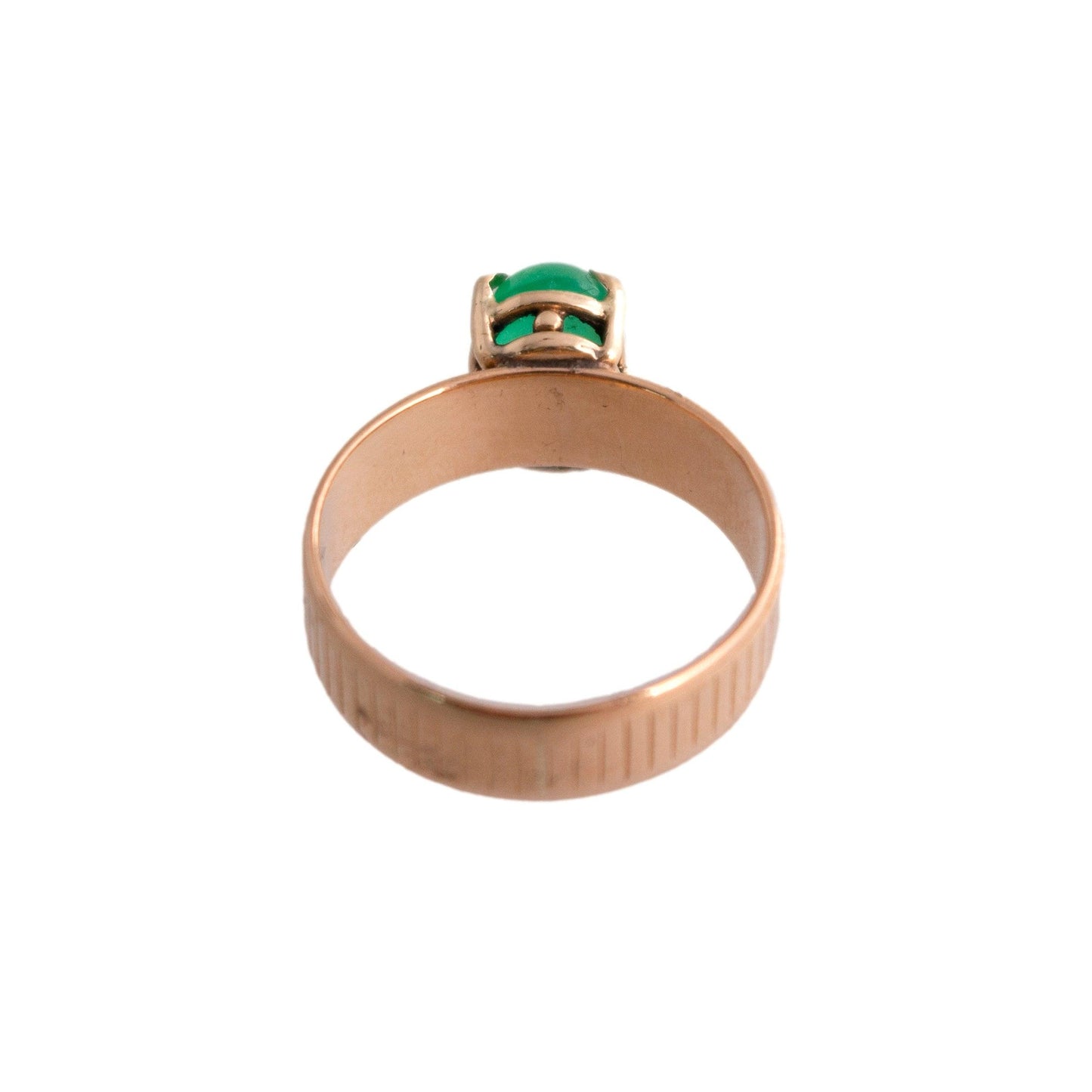 22k yellow gold Emerald Cabochon Textured Band Ring