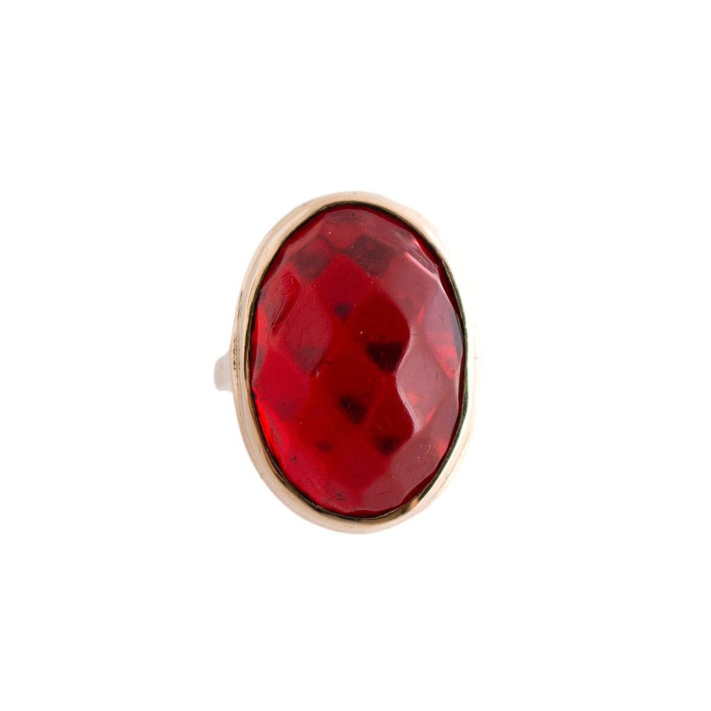 Faceted Red Amber Ring