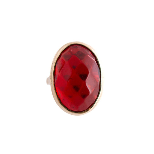 Faceted Red Amber Ring