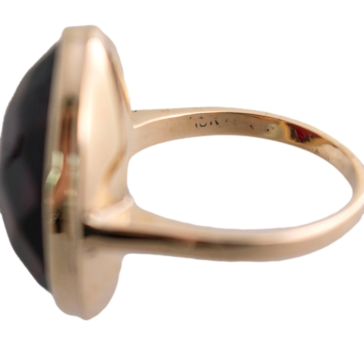 Faceted Red Amber Ring