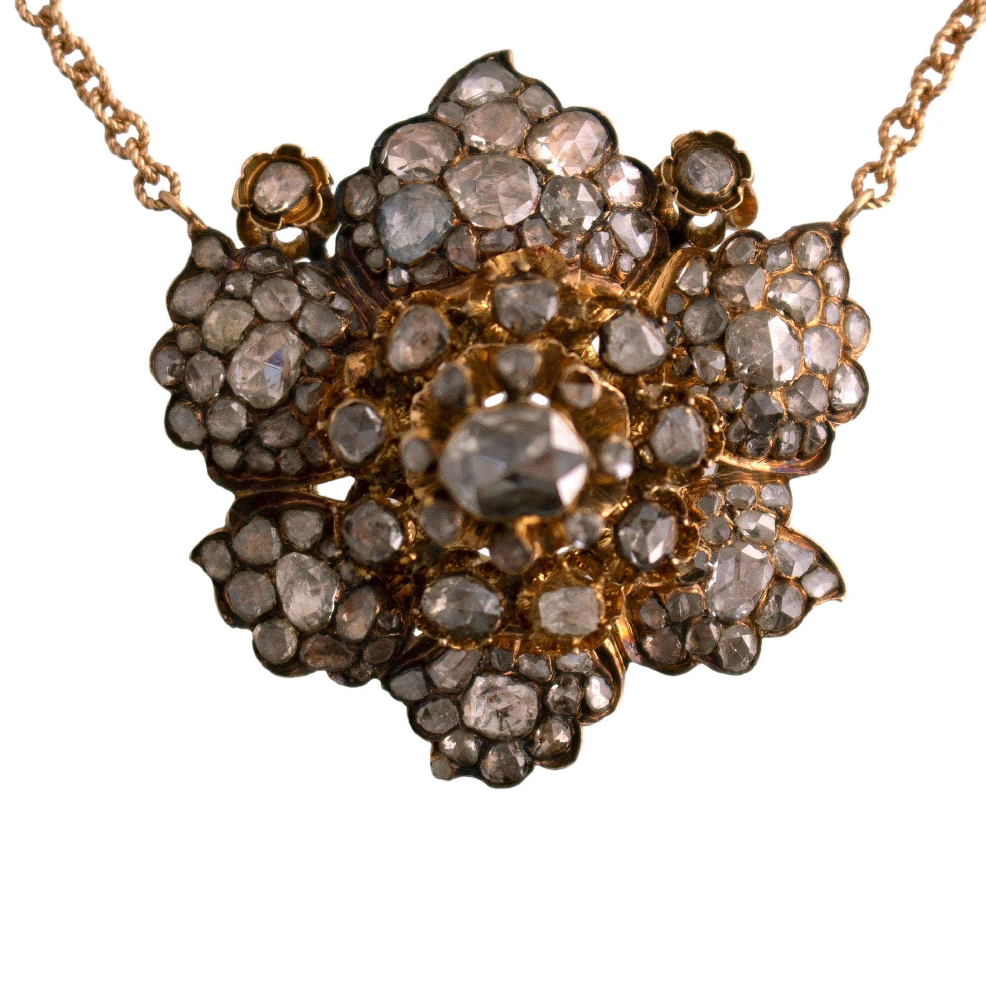 Georgian Rose Cut Diamond Cluster Pendant