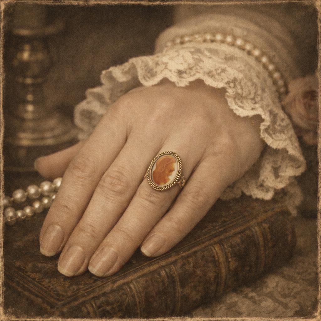 Vintage Hardstone Cameo 14k yellow gold Wire Style Mounting