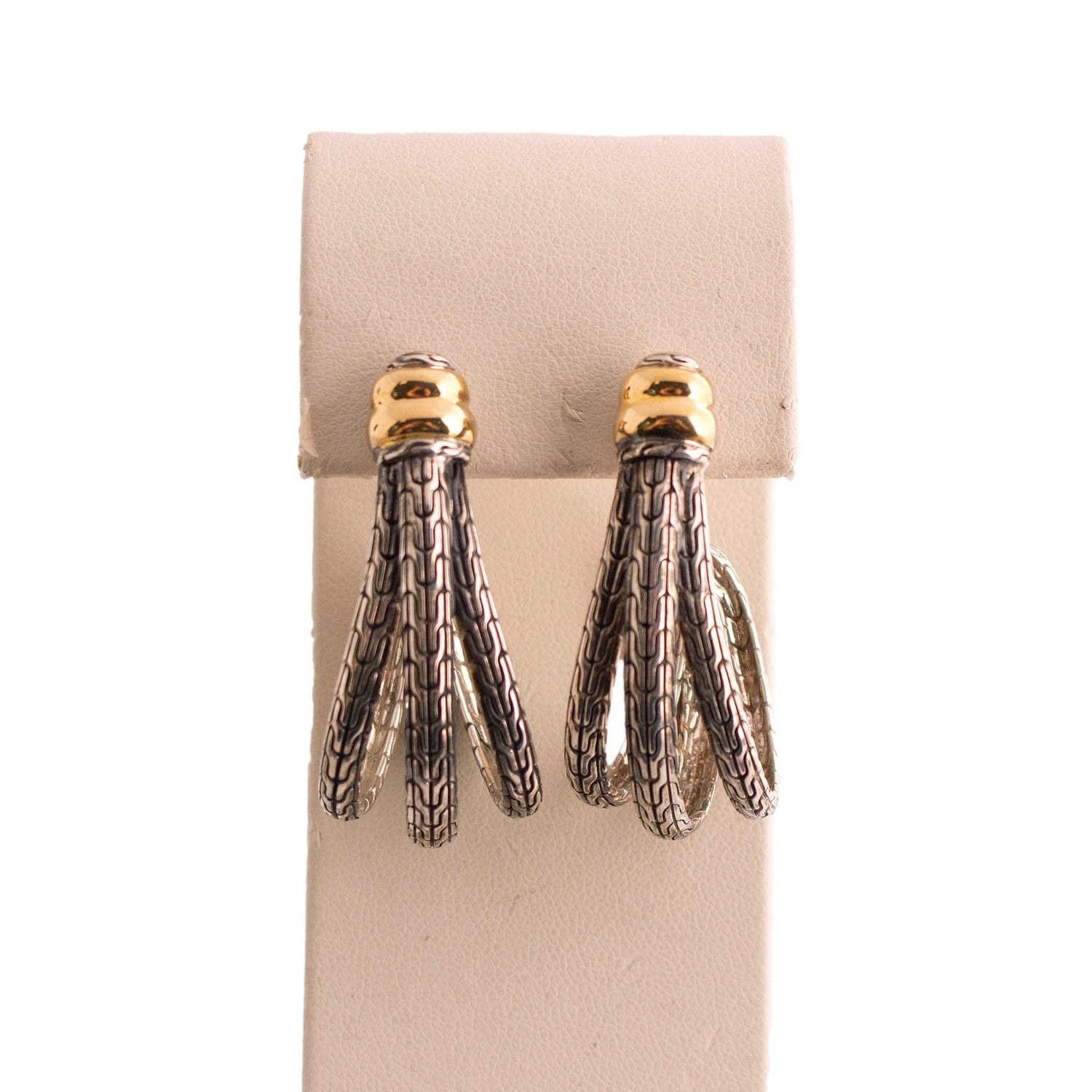 John Hardy Sterling Silver and 18K Gold Half Hoop Earrings