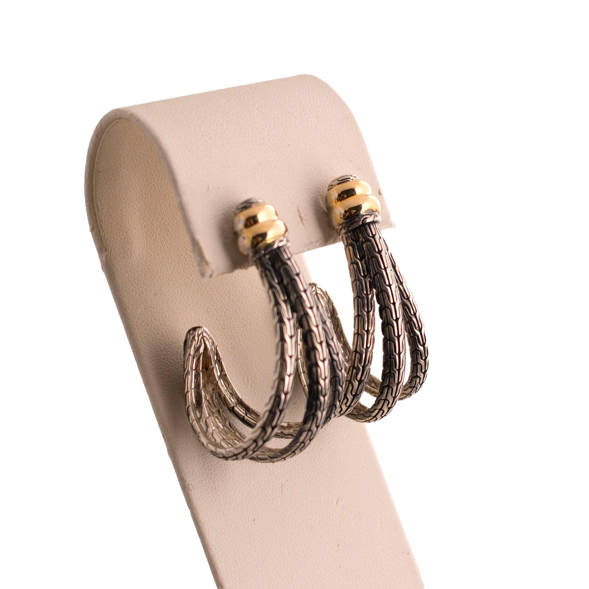 John Hardy Sterling Silver and 18K Gold Half Hoop Earrings