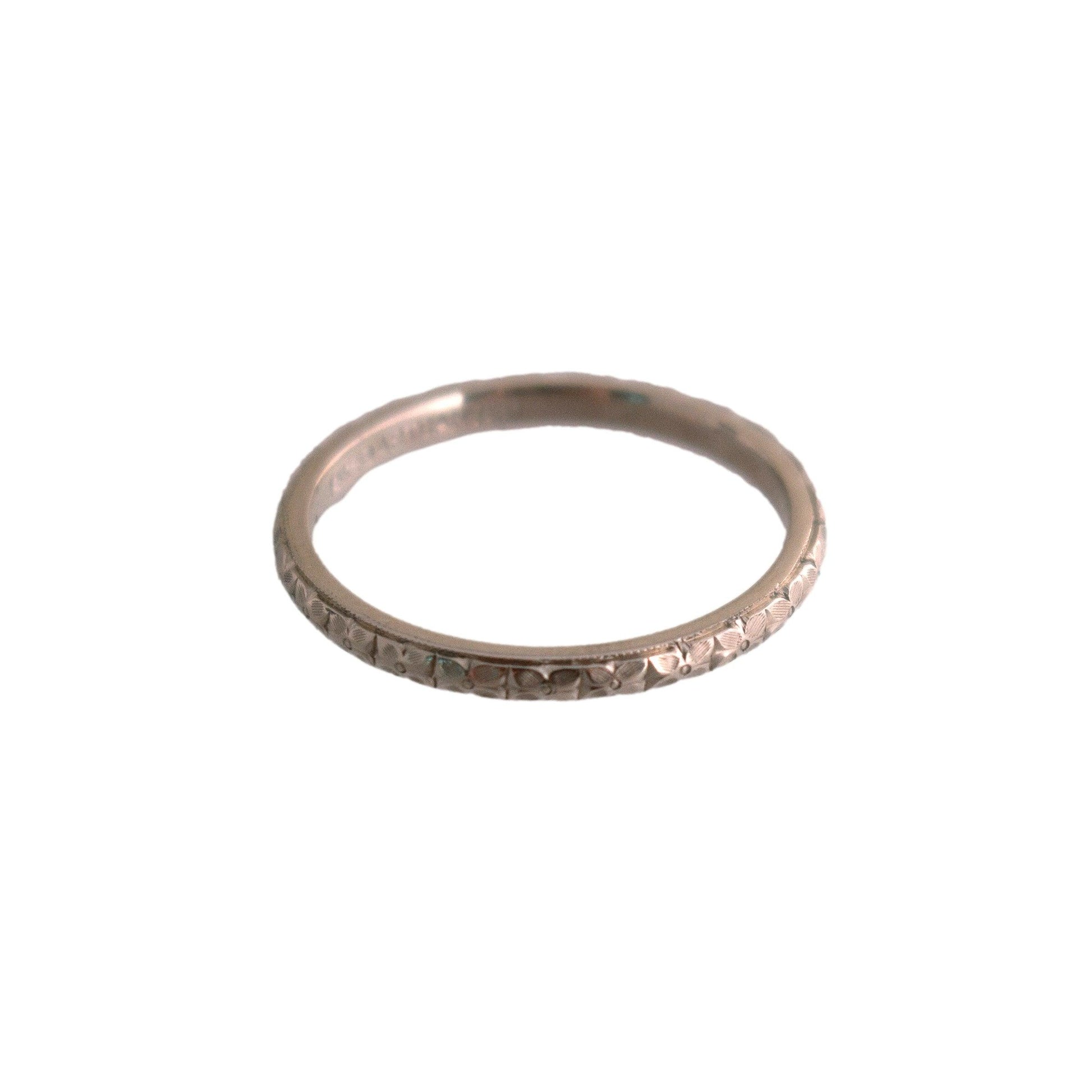 Orange Blossom Engraved Wedding Band