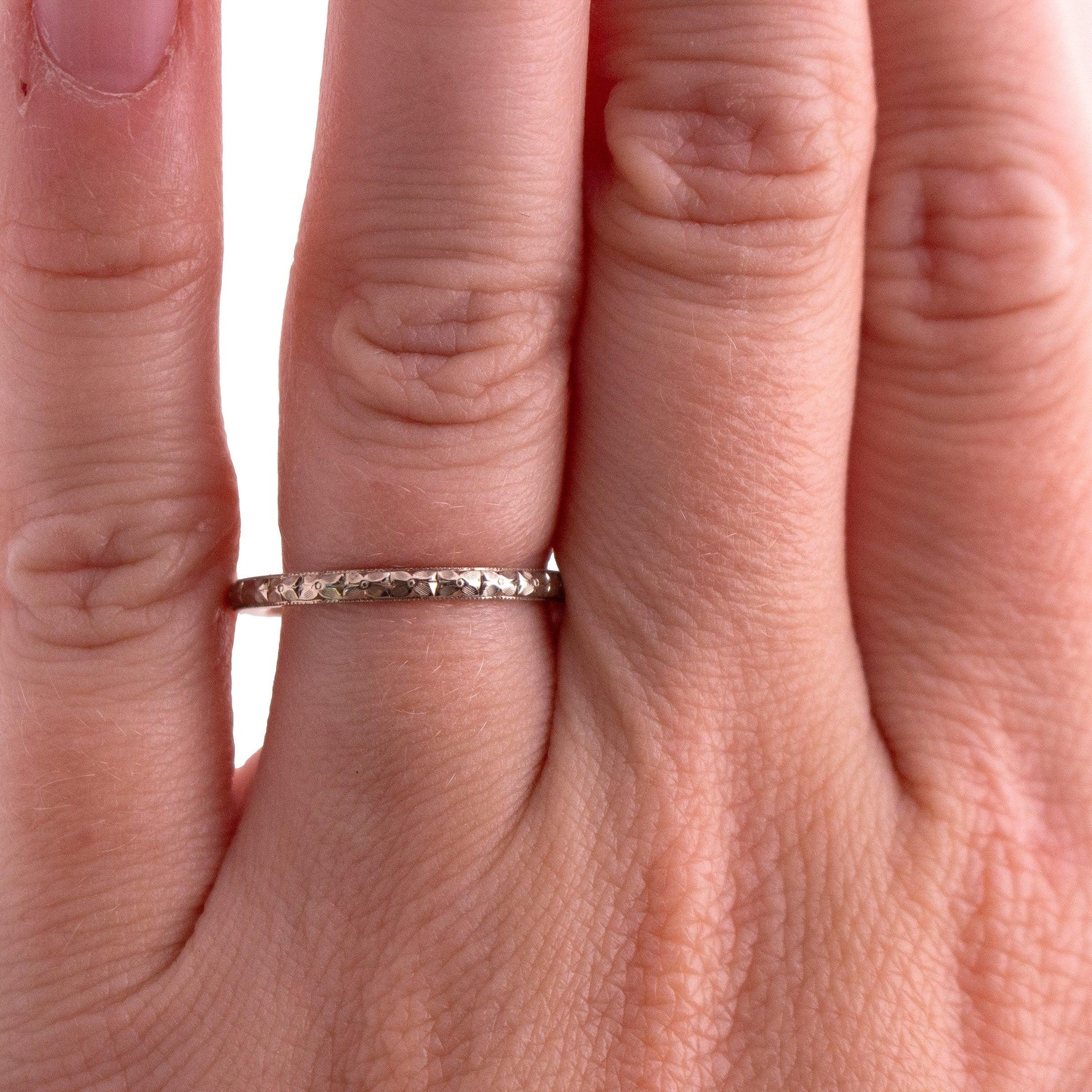 Orange Blossom Engraved Wedding Band