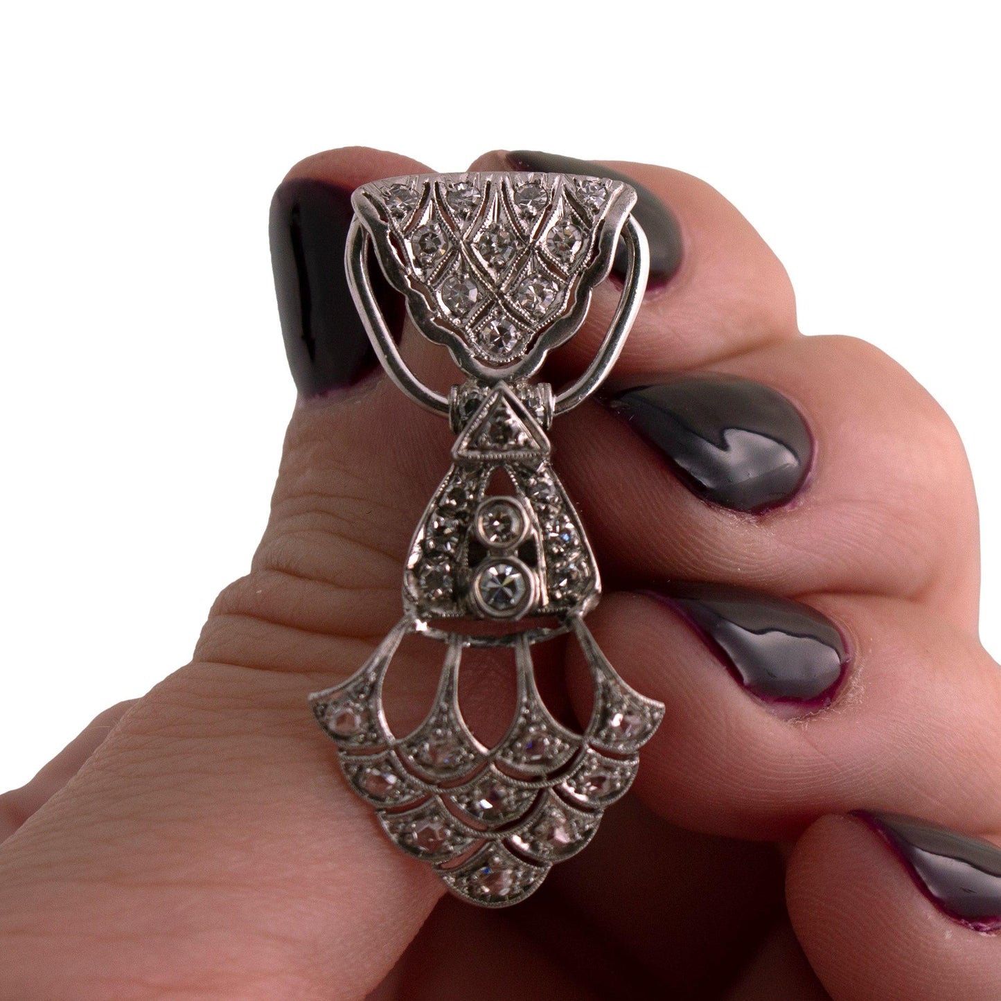 Platinum Deco Style 58 Mixed Cut Diamond Drop Earrings