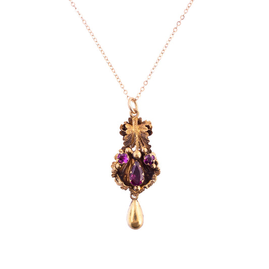 Rhodolite Garnet Victorian 12 karat Necklace