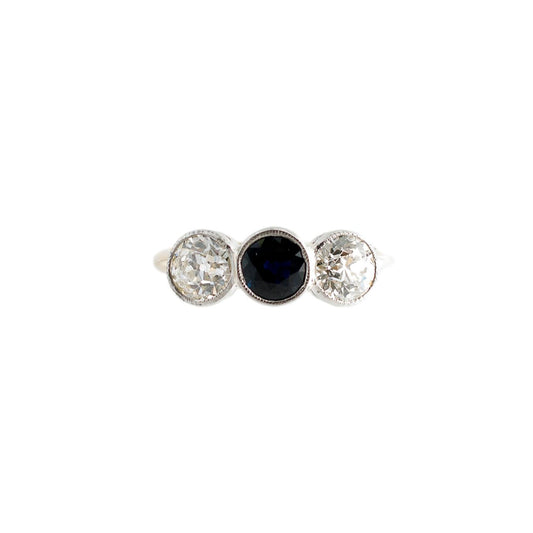 Sapphire and Diamond Bezel Ring