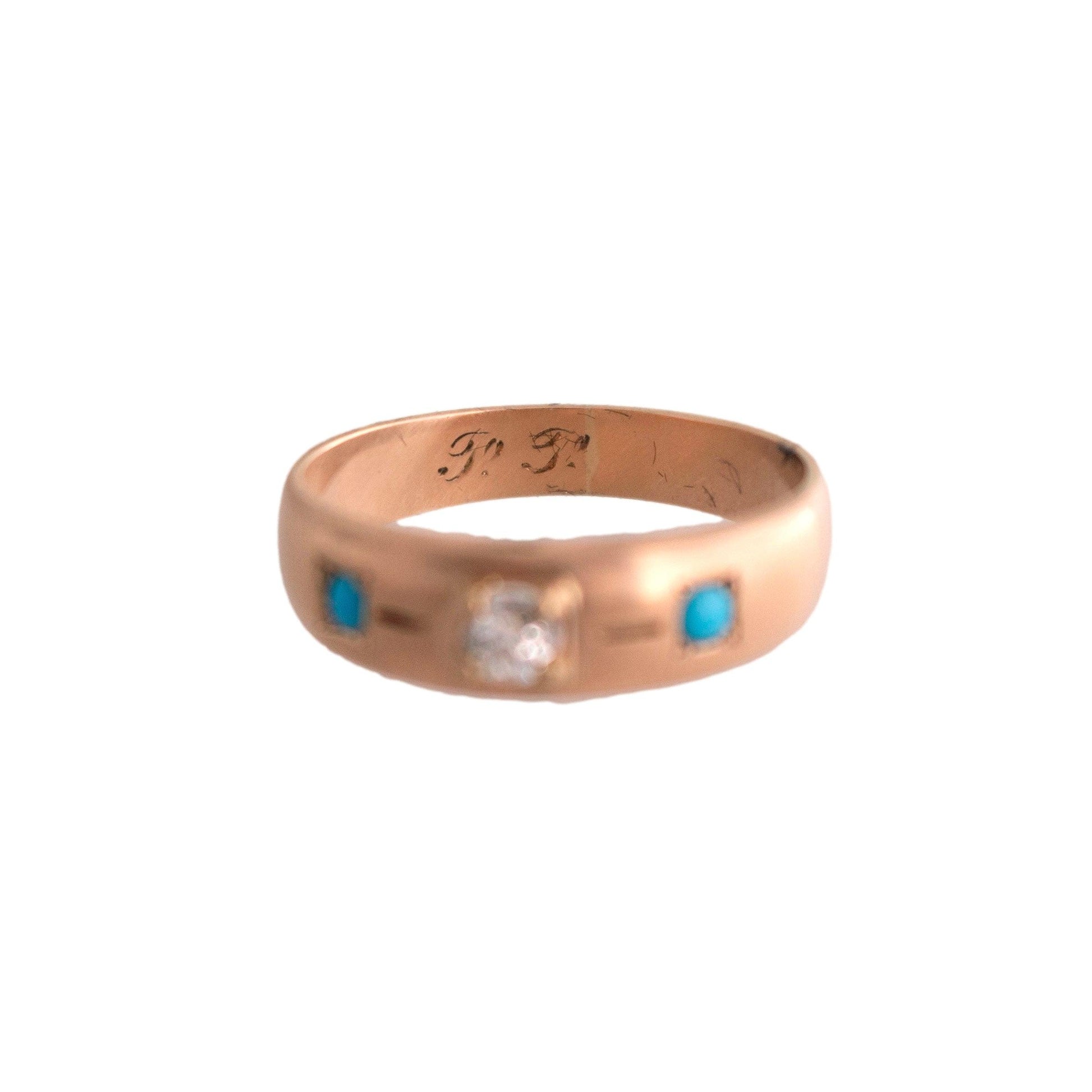 Turquoise and Diamond Band Ring