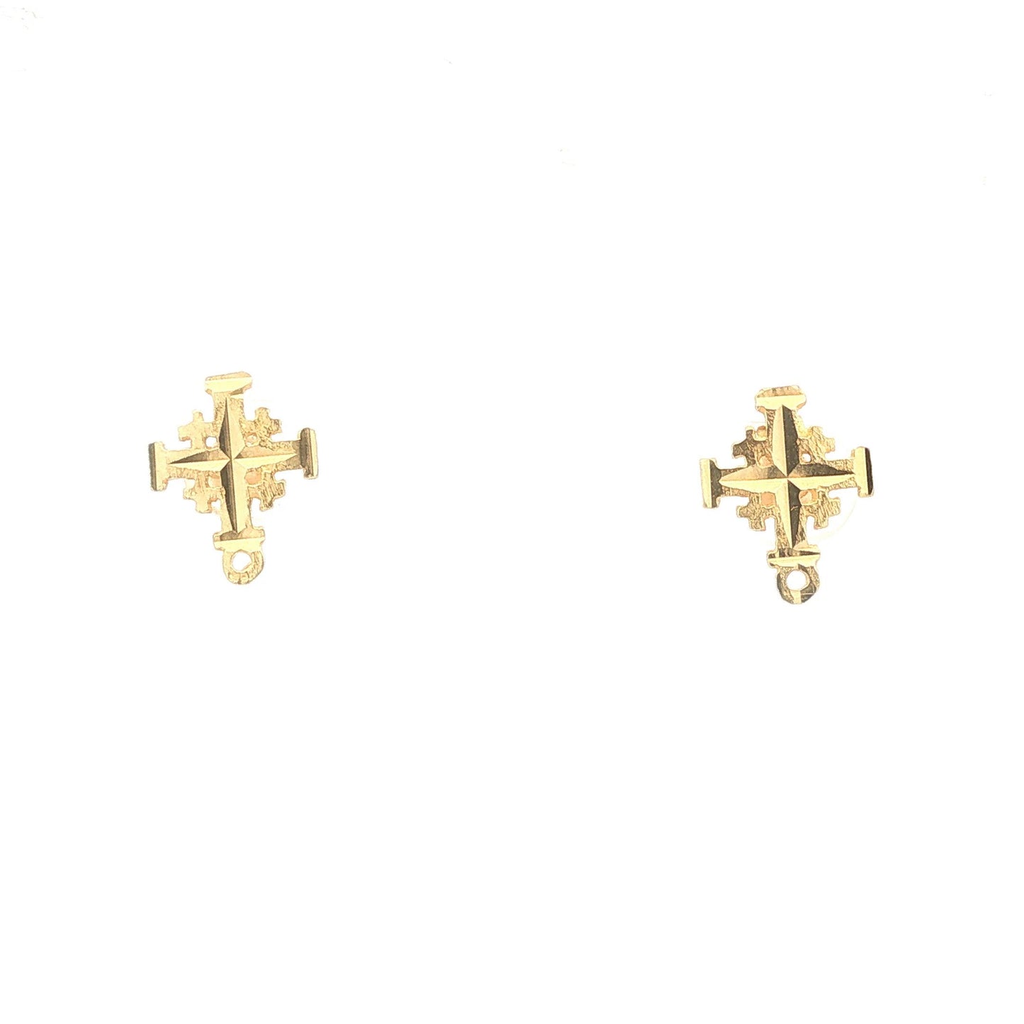 14K Gold Cross Stud Earrings
