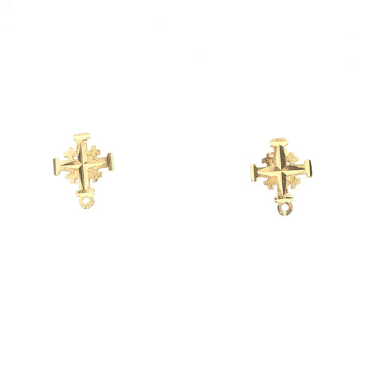 14K Gold Cross Stud Earrings