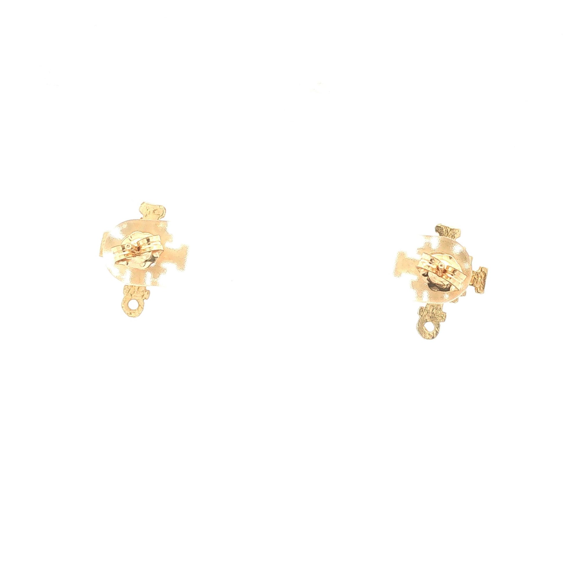 14K Gold Cross Stud Earrings