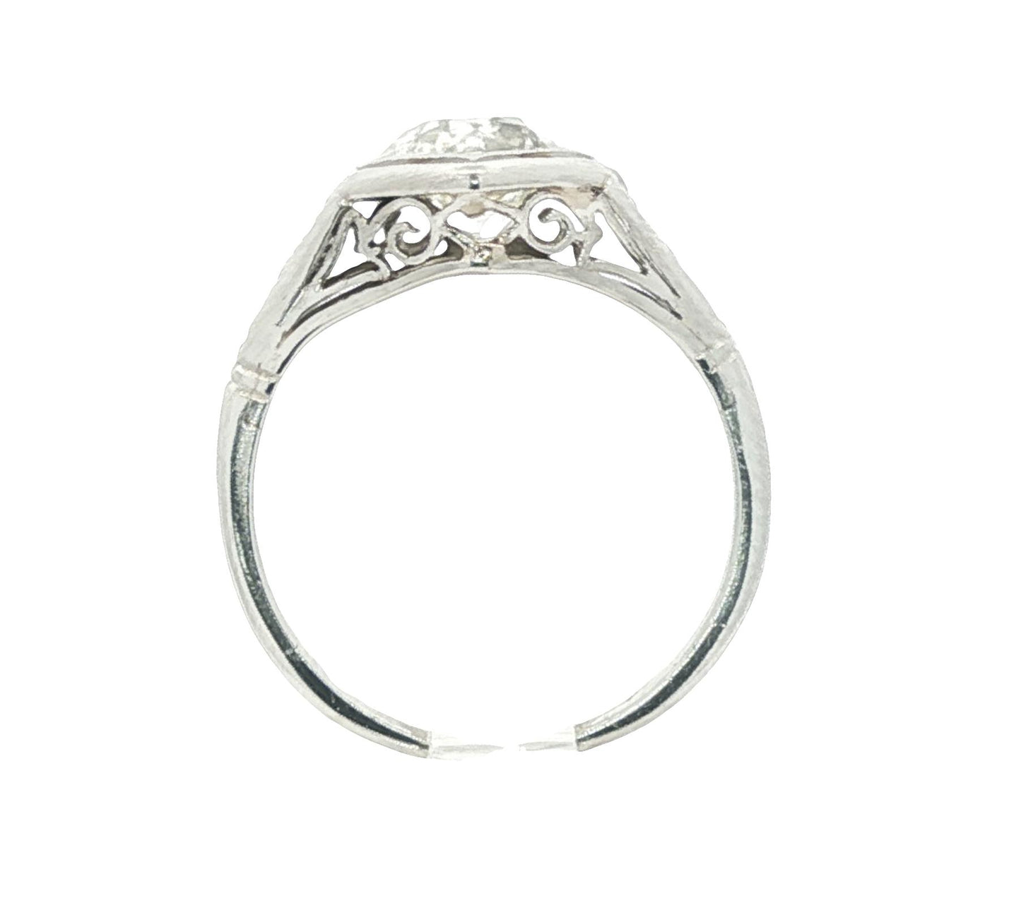 Platinum Edwardian 1.33ct Old European cut natural diamond 6 side diamond ring