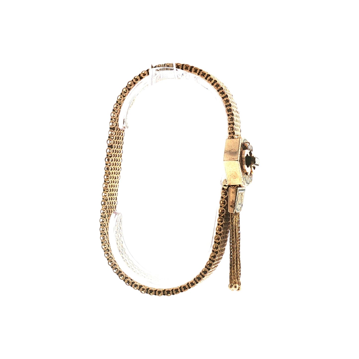 Victorian 10k Yellow Gold Slide Tassel Bracelet With Black Enamel