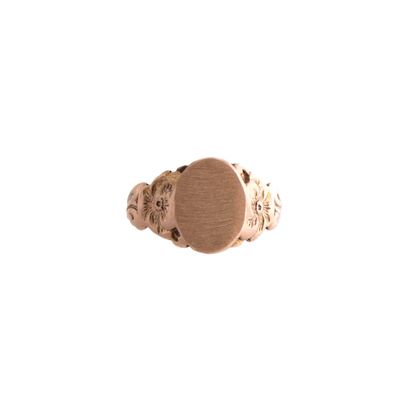 Vintage 10K Yellow Gold Floral Signet Ring