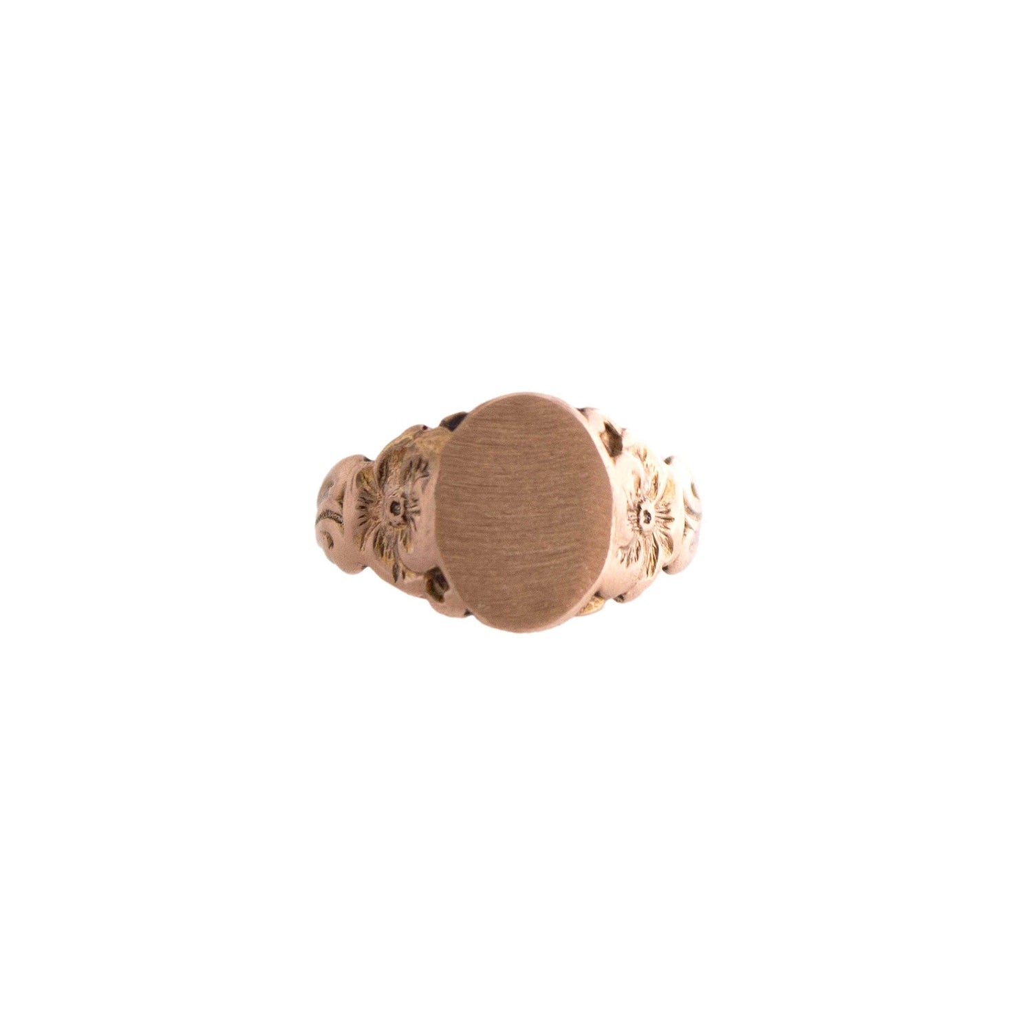 Vintage 10K Yellow Gold Floral Signet Ring