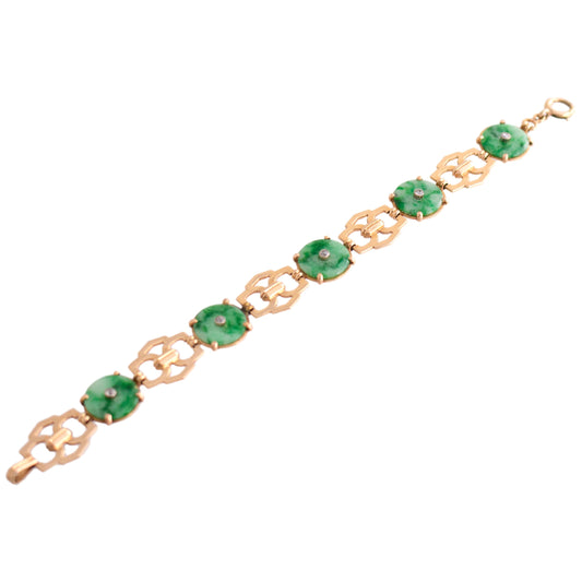 Jadeite and Diamond Link Bracelet