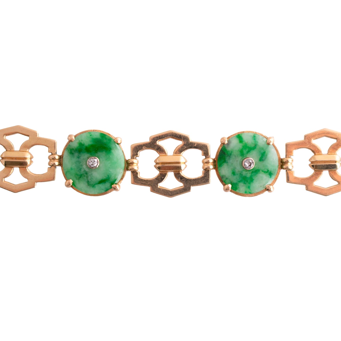 Jadeite and Diamond Link Bracelet