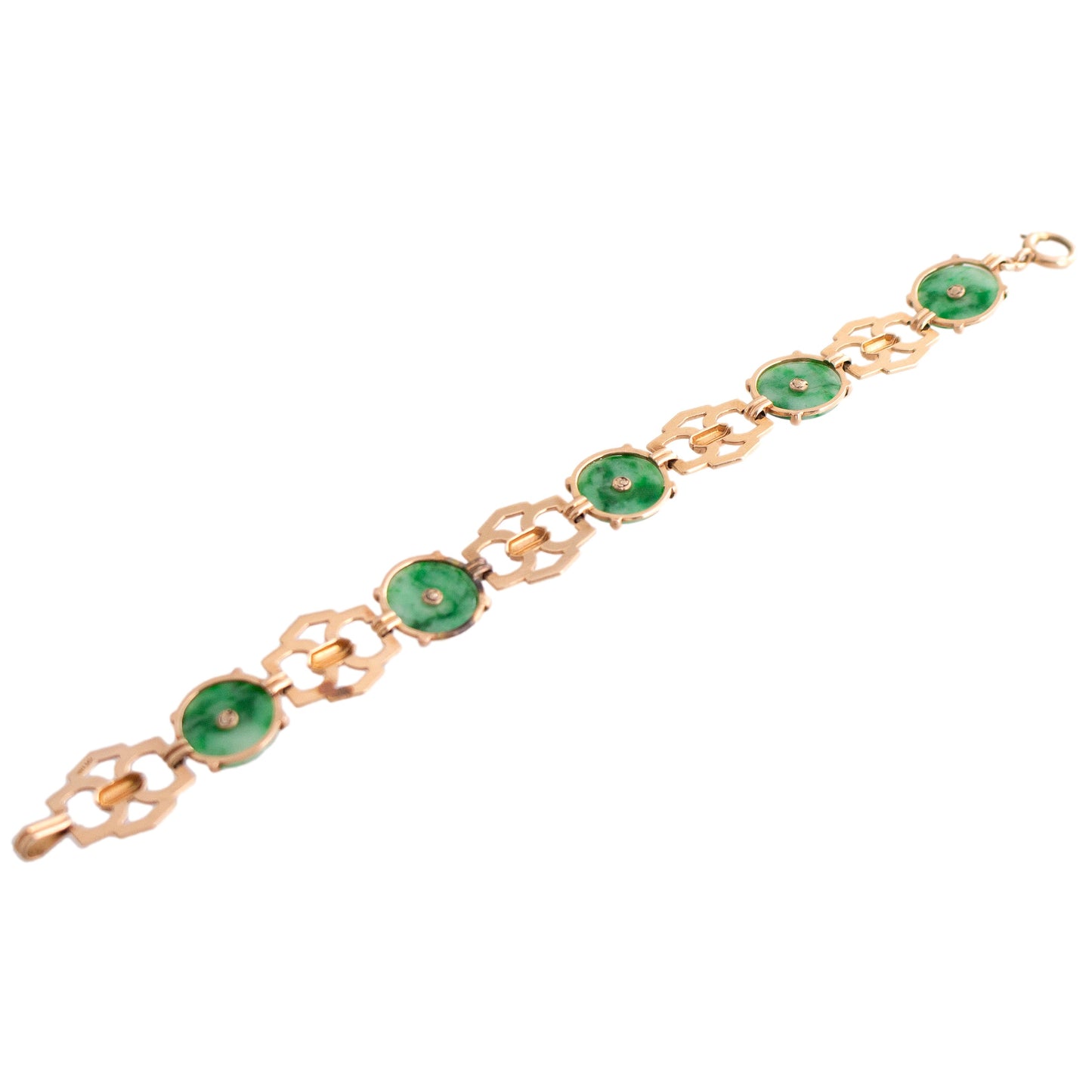 Jadeite and Diamond Link Bracelet