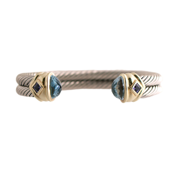 David Yurman Sterling/18K Blue Topaz Cuff Bracelet