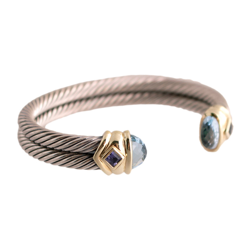 David Yurman Sterling/18K Blue Topaz Cuff Bracelet