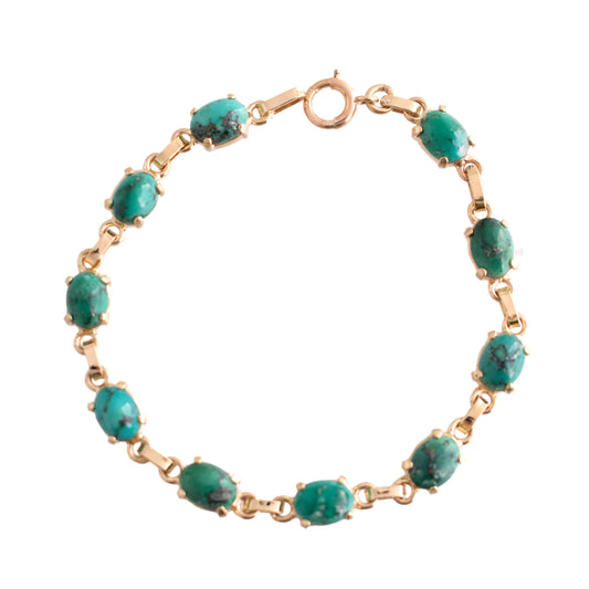 Vintage 14K Gold Turquoise Link Bracelet