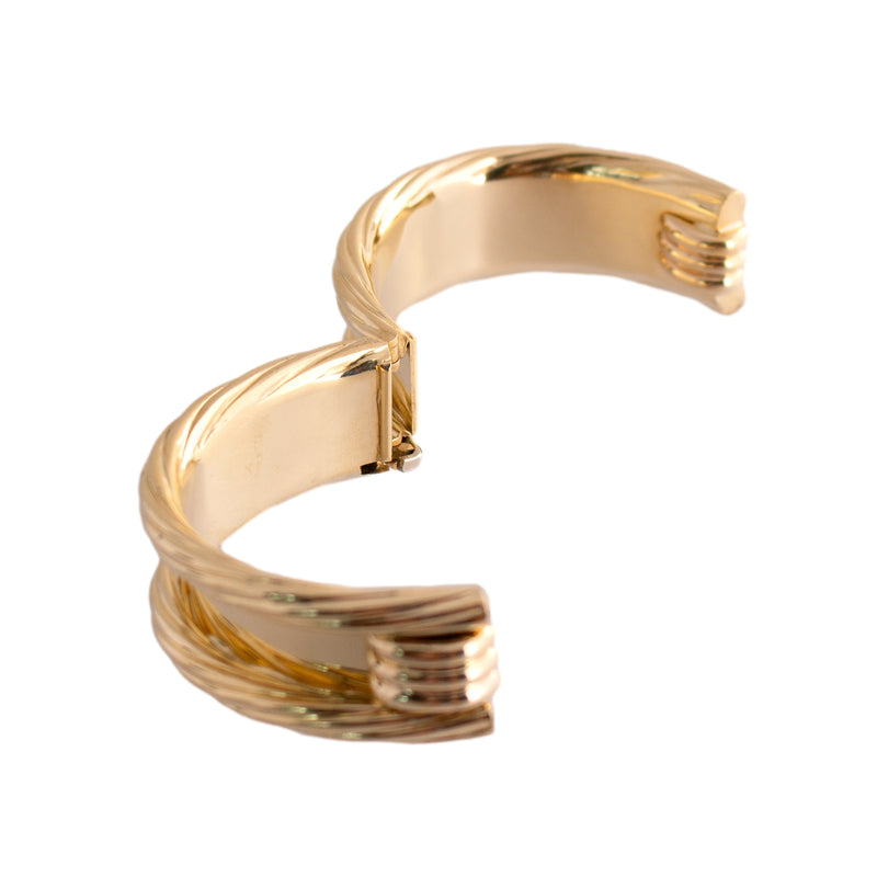 18K Gold Cable Edge Cuff Bracelet