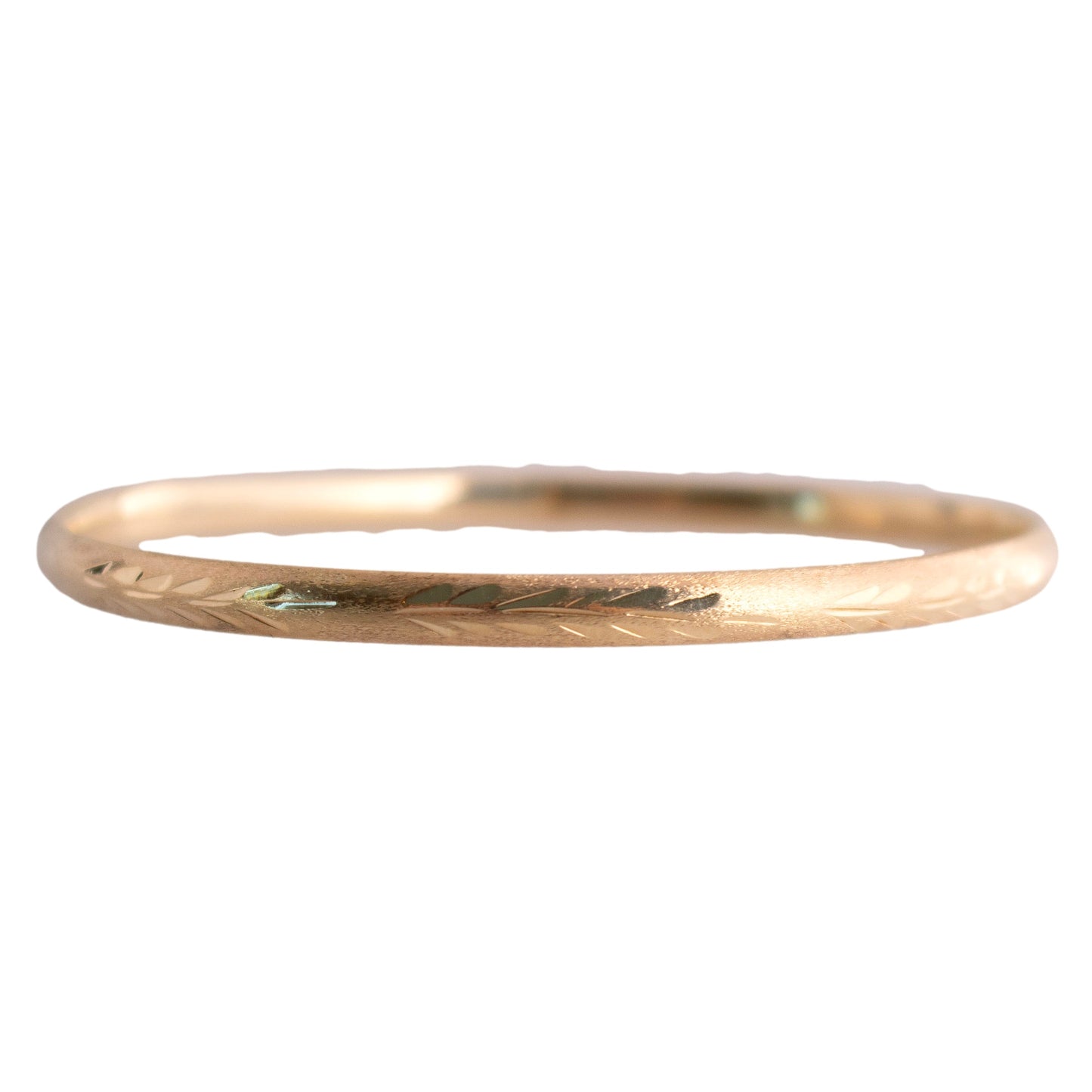 14K Gold Engraved Hinged Bangle