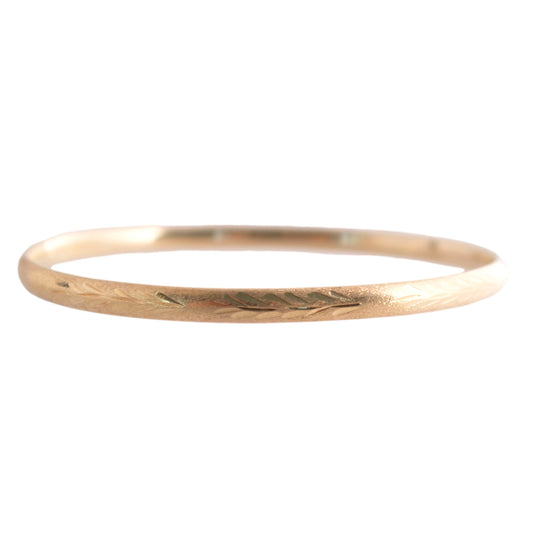 14K Gold Engraved Hinged Bangle