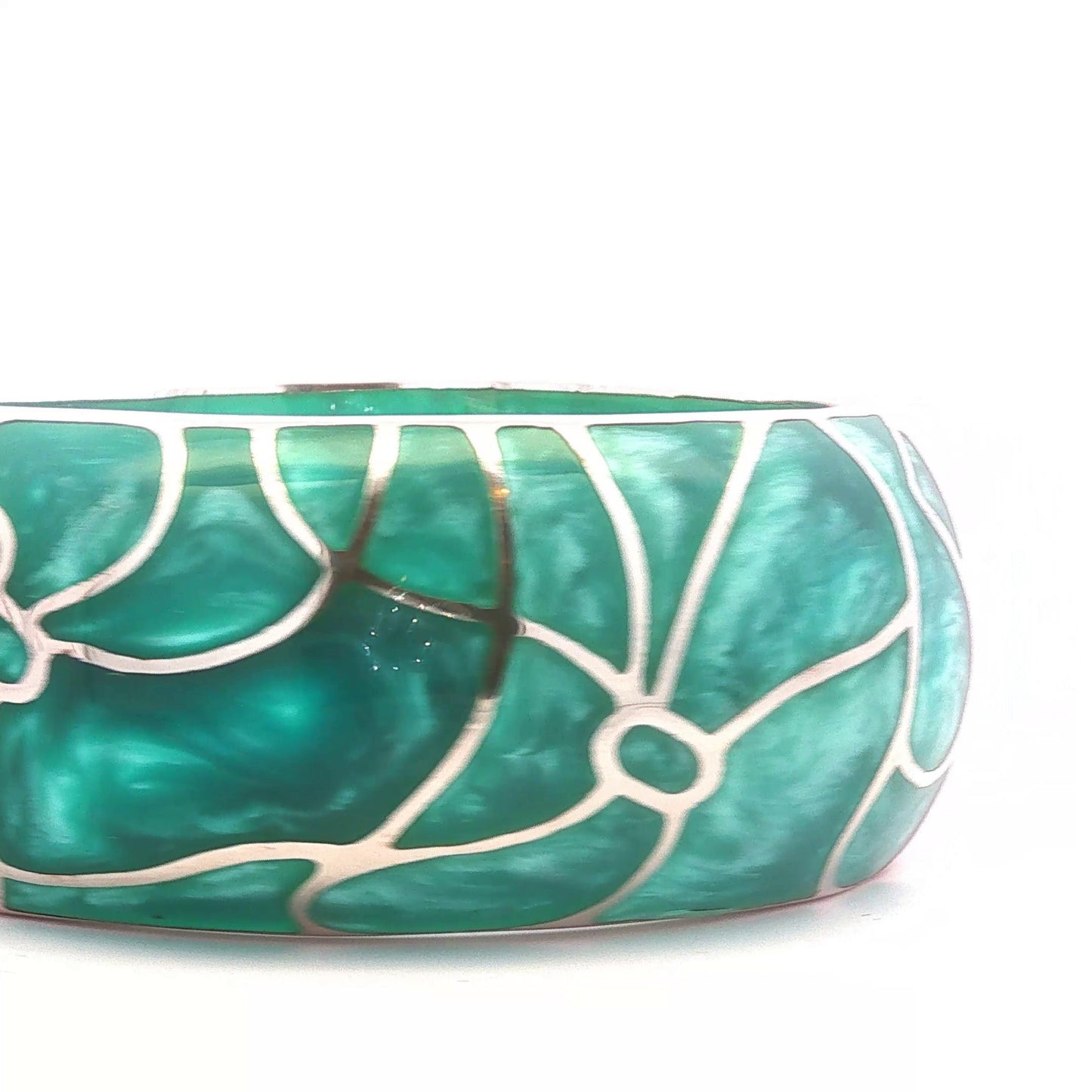 Sterling Teal Resin Dragonfly Cuff Bracelet