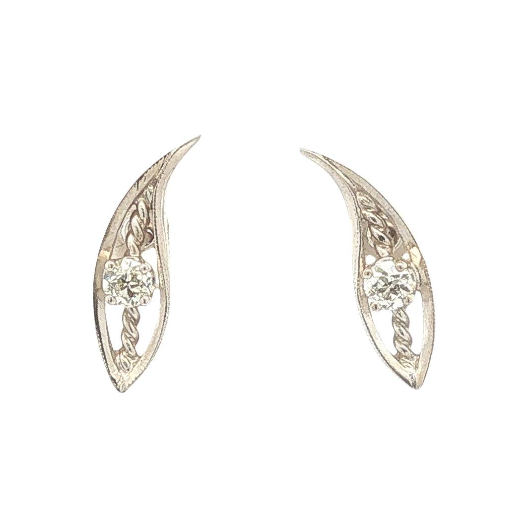 Twisted Leaf Diamond Earrings