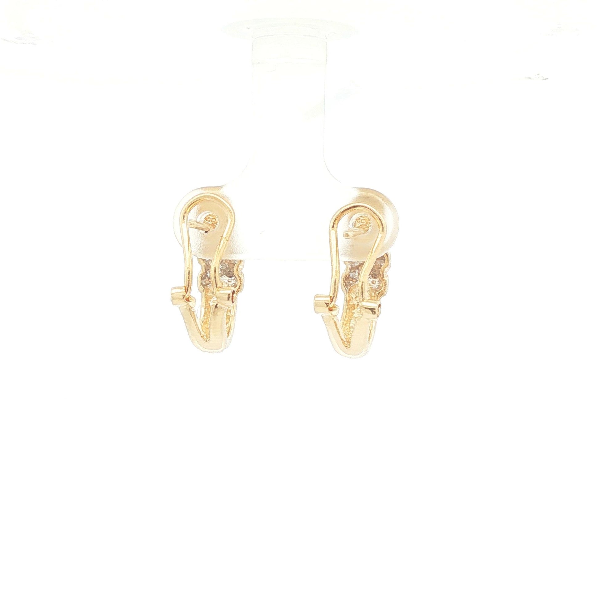 J Shaped Hoops With Diamond X Earrings