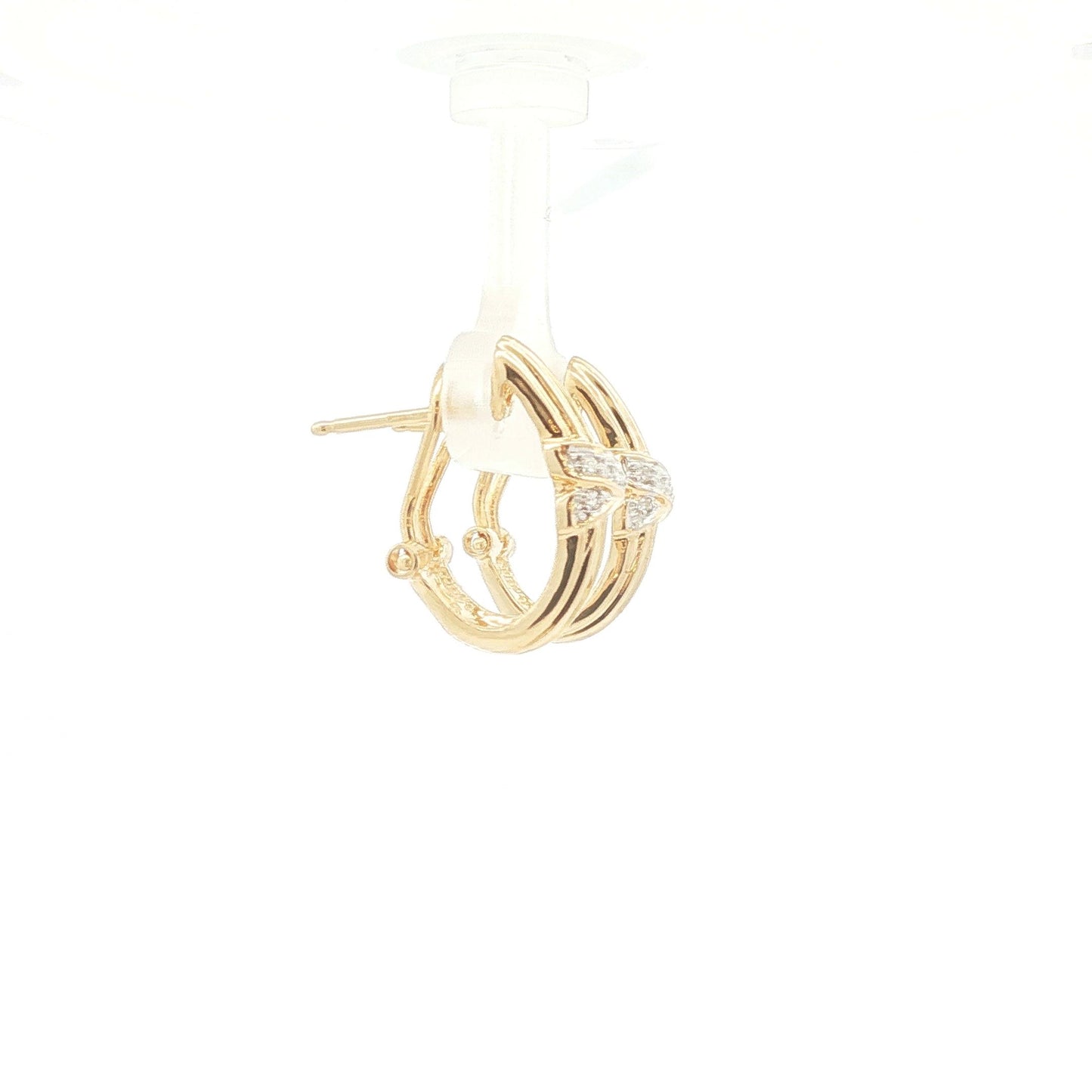 J Shaped Hoops With Diamond X Earrings