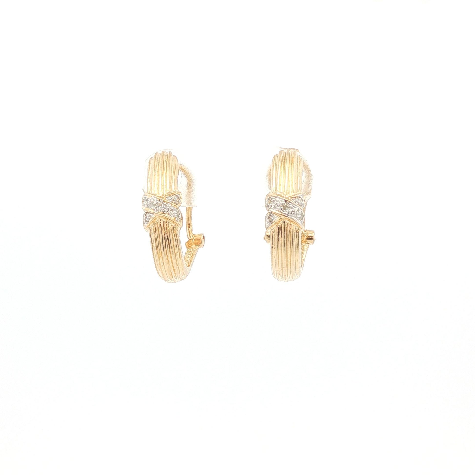 J Shaped Hoops With Diamond X Earrings